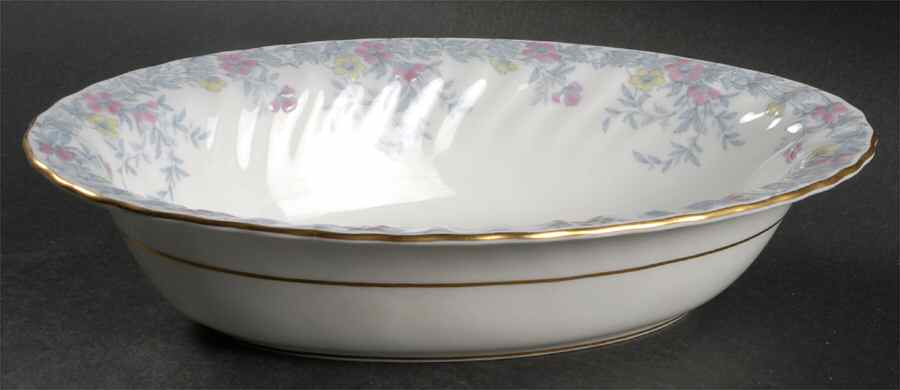 Garden Pinks Pink and Yellow 10" Oval Vegetable Bowl by Minton-1