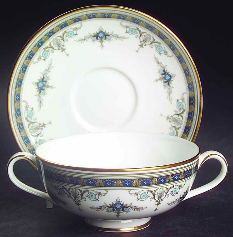 Gladstone Footed Cream Soup Bowl & Saucer Set by Minton-1