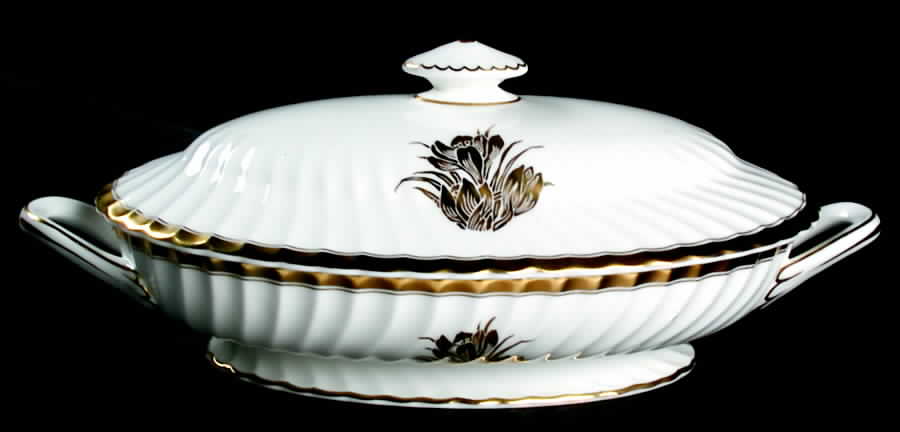 Gold Crocus Oval Covered Vegetable by Minton-1