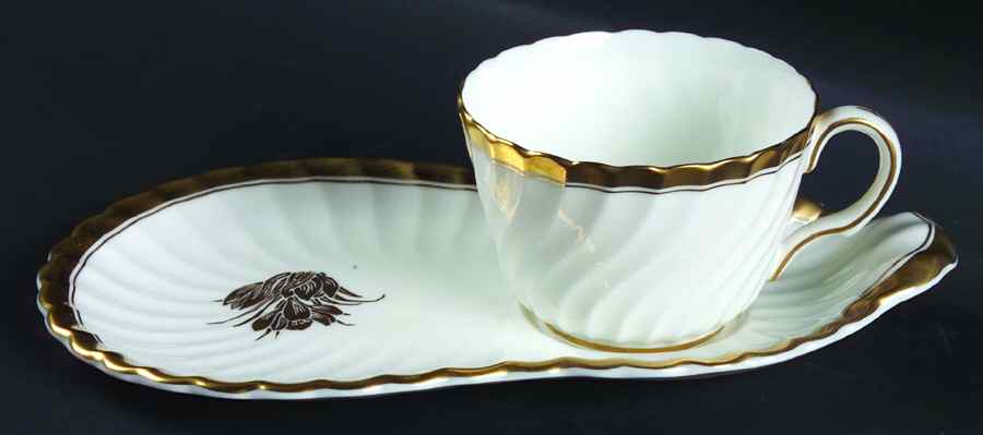Gold Crocus Dessert Plate & Cup Set by Minton-1