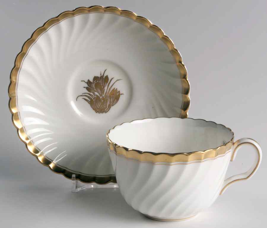 Gold Crocus Flat Cup & Saucer Set by Minton-1