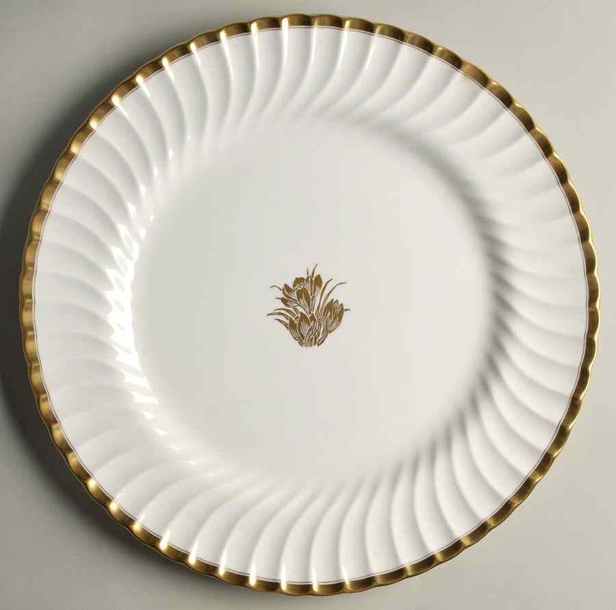 Gold Crocus Large Chop Plate (Round Platter) by Minton-1