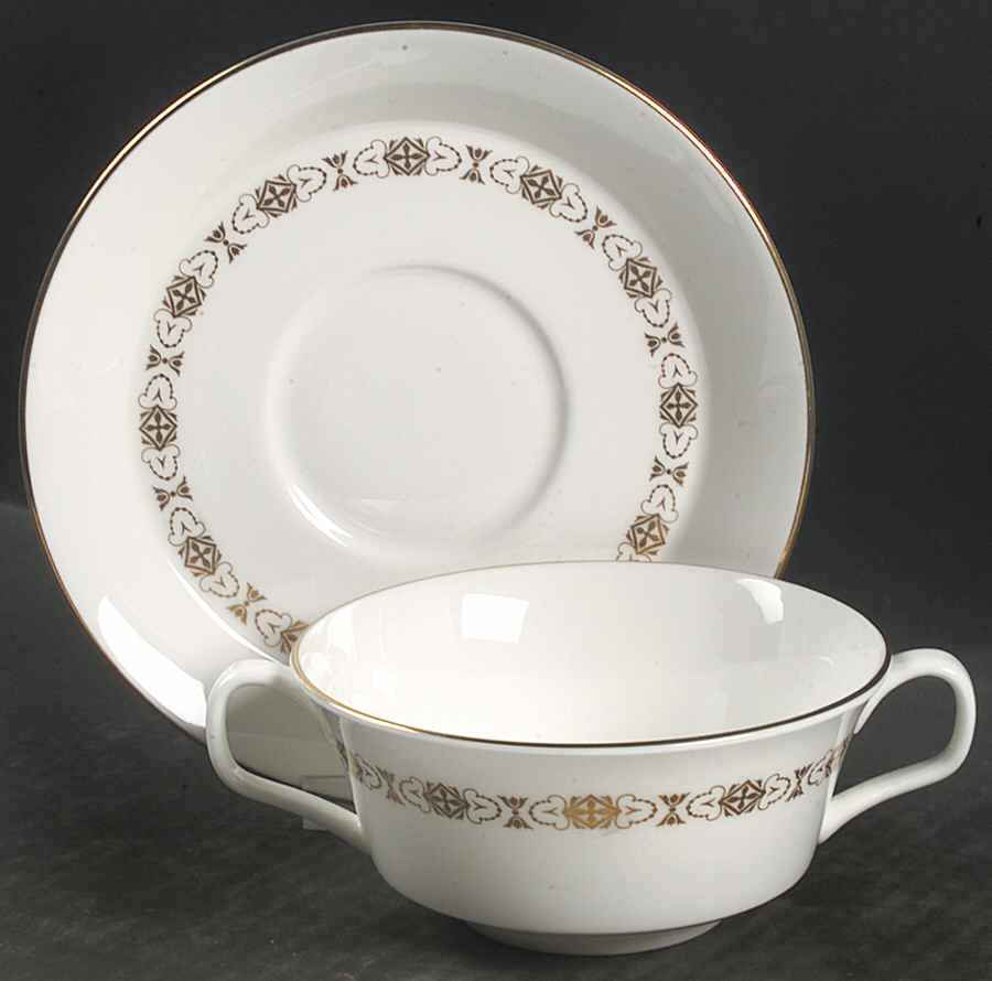 Golden Diadem Flat Cream Soup Bowl & Saucer Set by Minton-1