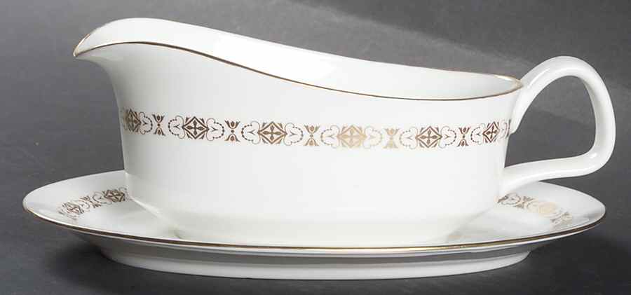 Golden Diadem Gravy Boat & Underplate by Minton-1