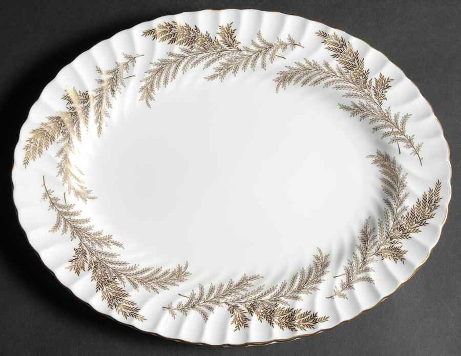Golden Fern 12" Oval Serving Platter by Minton-1