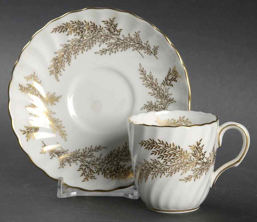 Golden Fern Flat Demitasse Cup & Saucer Set by Minton-1