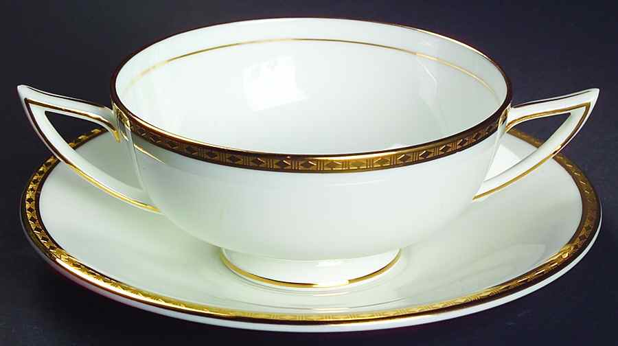 Golden Heritage Footed Cream Soup Bowl & Saucer Set by Minton-1