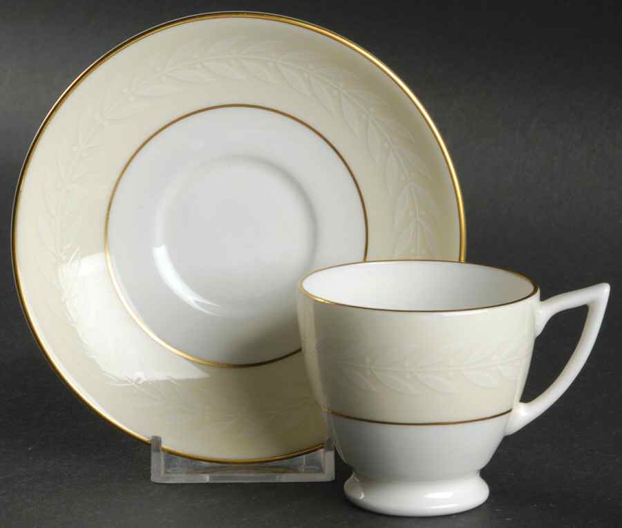 Gold Laurel Footed Demitasse Cup & Saucer Set by Minton-1