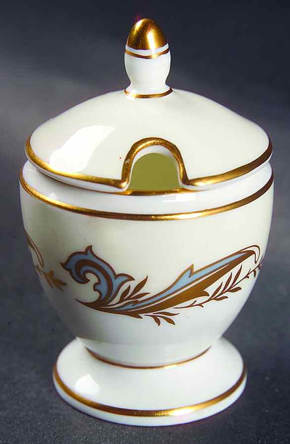 Gold Laurentian Mustard Jar & Lid by Minton-1