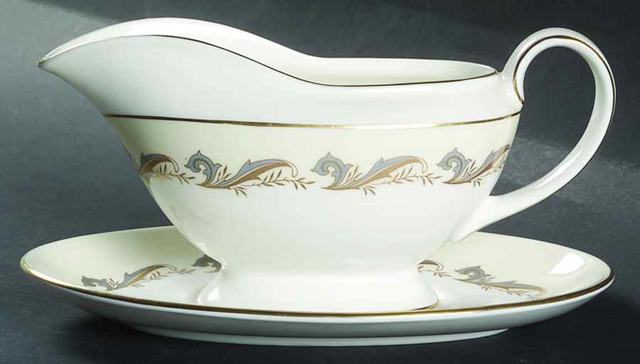 Gold Laurentian Gravy Boat & Underplate by Minton-1