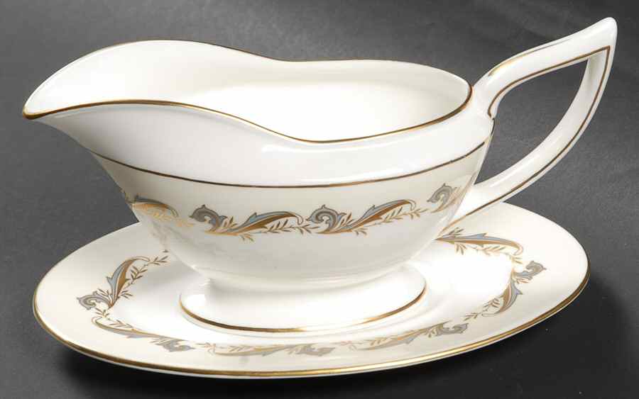 Gold Laurentian Gravy Boat & Underplate by Minton-1
