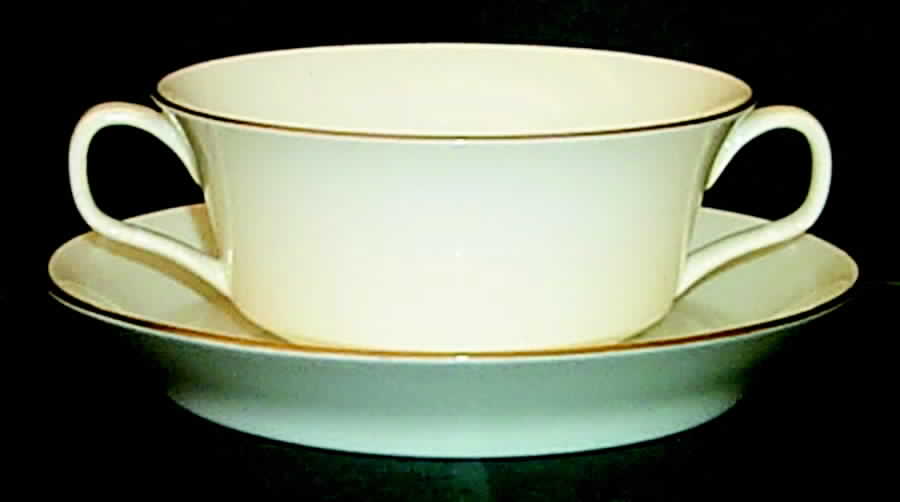 Gold Monarch Flat Cream Soup Bowl & Saucer Set by Minton-1
