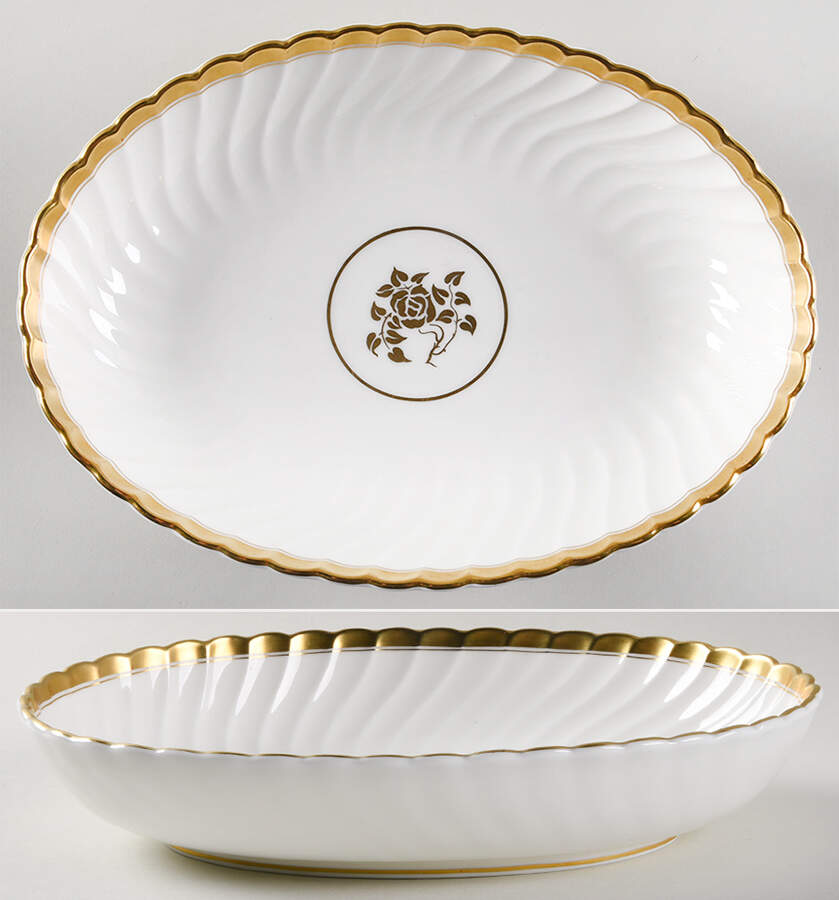 Gold Rose 10" Oval Vegetable Bowl by Minton-1