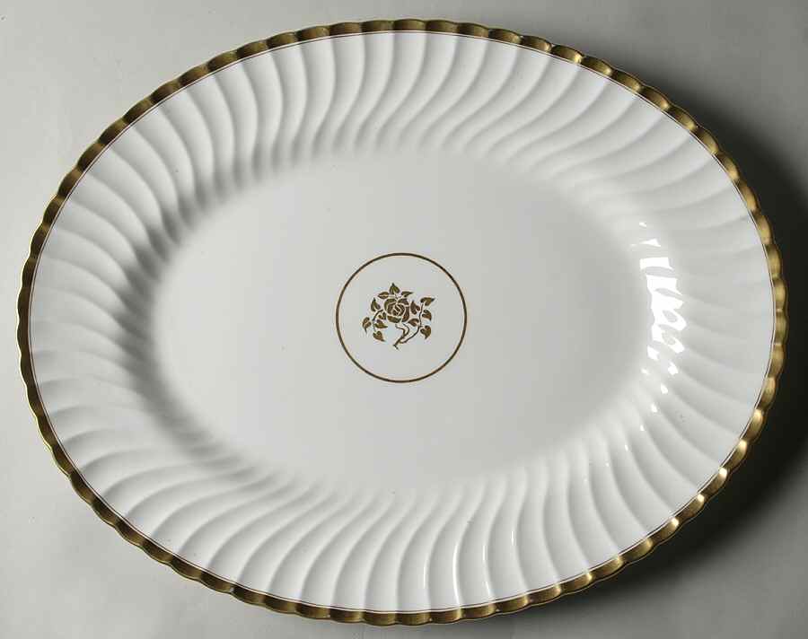 Gold Rose 17" Oval Serving Platter by Minton-1