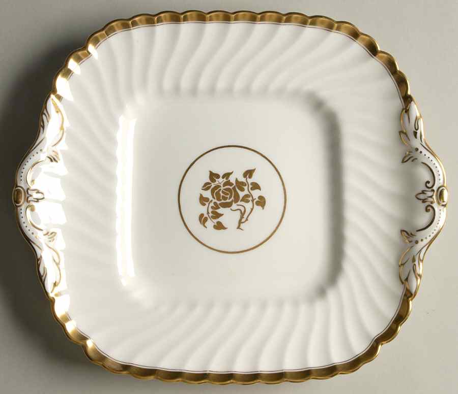 Gold Rose Square Handled Cake Plate by Minton-1
