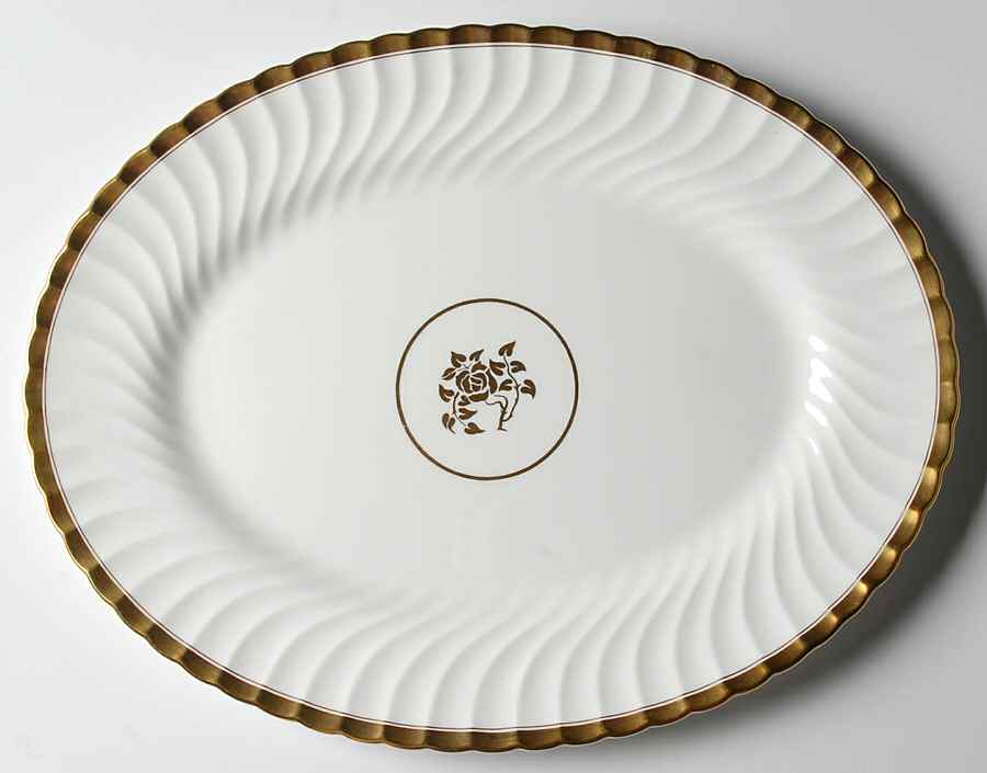 Gold Rose 15" Oval Serving Platter by Minton-1