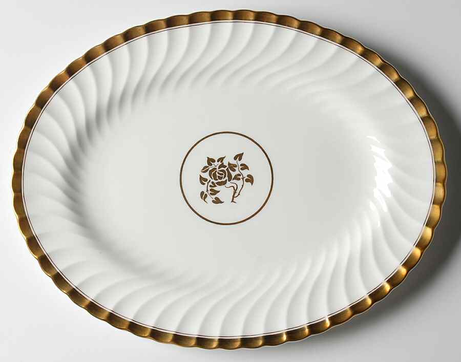 Gold Rose 12" Oval Serving Platter by Minton-1