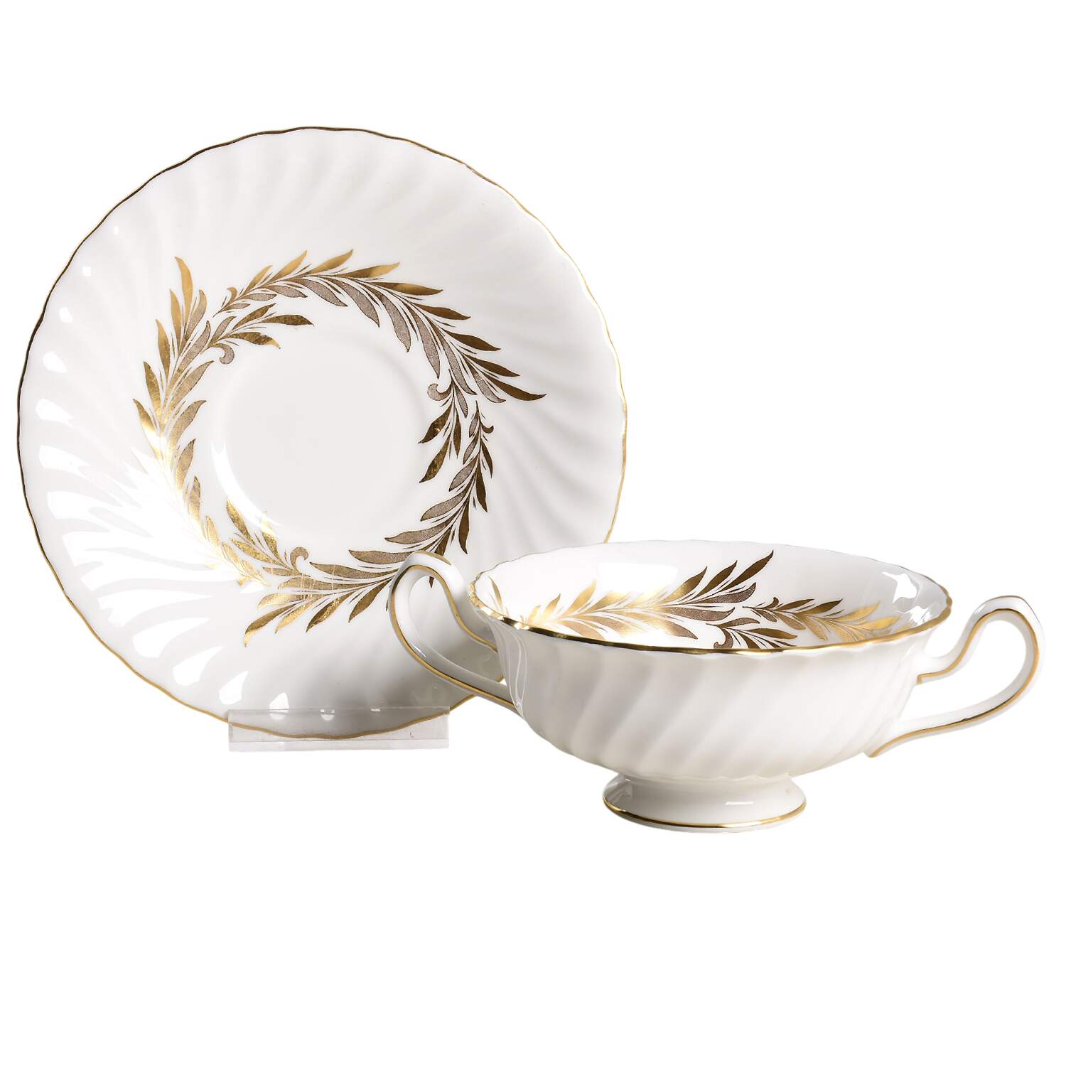 Golden Symphony Footed Cream Soup Bowl & Saucer Set by Minton-1