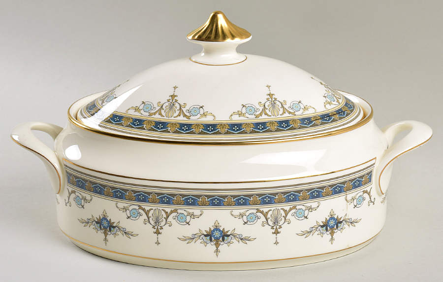 Grasmere Blue Oval Covered Vegetable by Minton-1