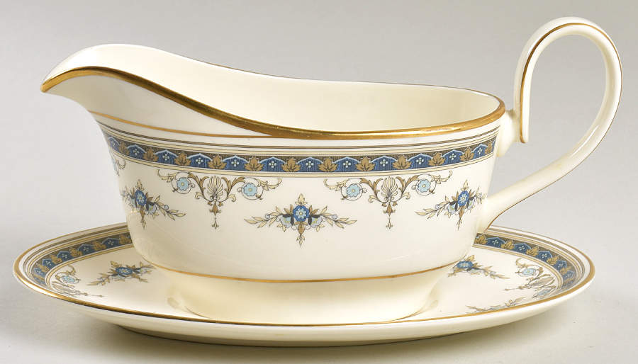 Grasmere Blue Gravy Boat & Underplate by Minton-1