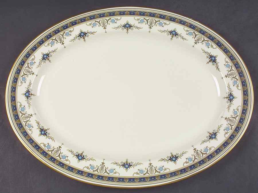 Grasmere Blue 16" Oval Serving Platter by Minton-1