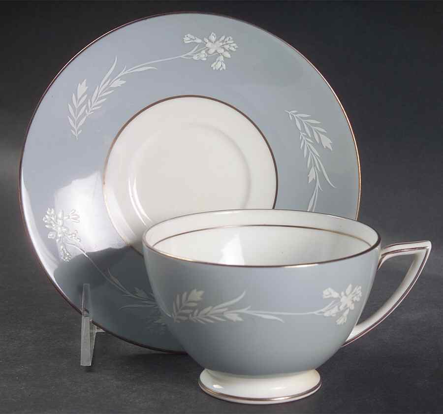 Grey Cameo Footed Cup & Saucer Set by Minton-1
