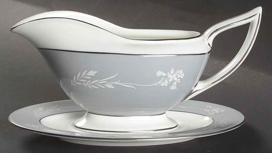 Grey Cameo Gravy Boat & Underplate by Minton-1