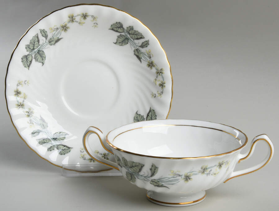Greenwich Footed Cream Soup Bowl & Saucer Set by Minton-1