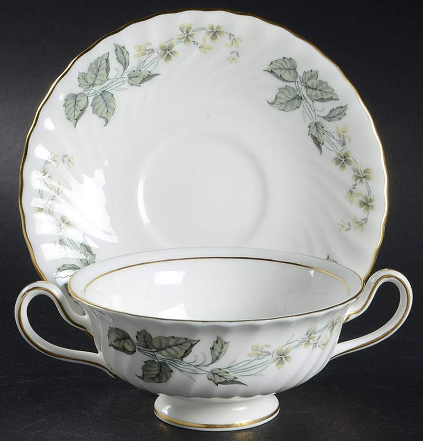 Greenwich Footed Cream Soup Bowl & Saucer Set by Minton-1