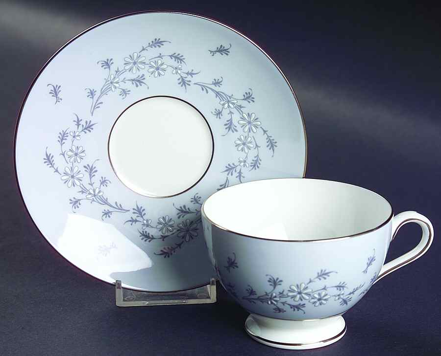 Grey Mist Footed Cup & Saucer Set by Minton-1
