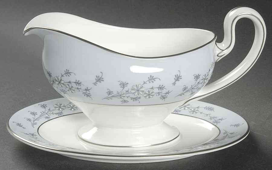 Grey Mist Gravy Boat with Attached Underplate by Minton-1