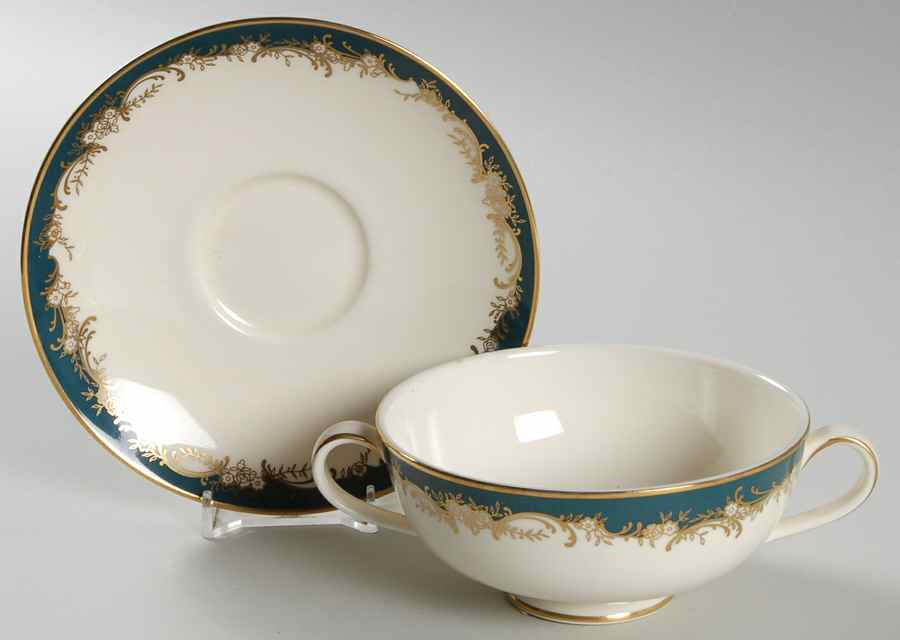Grosvenor Footed Cream Soup Bowl & Saucer Set by Minton-1