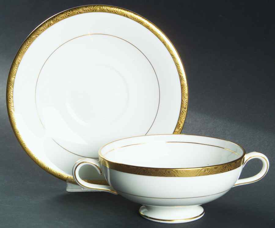 H1886 Footed Cream Soup Bowl & Saucer Set by Minton-1