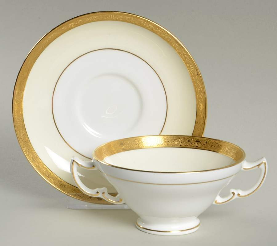H3045 Footed Cream Soup Bowl & Saucer Set by Minton-1