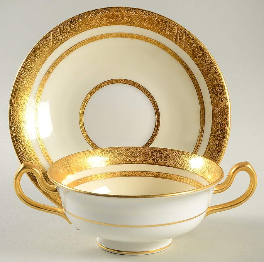 H4050 Footed Cream Soup Bowl & Saucer Set by Minton-1