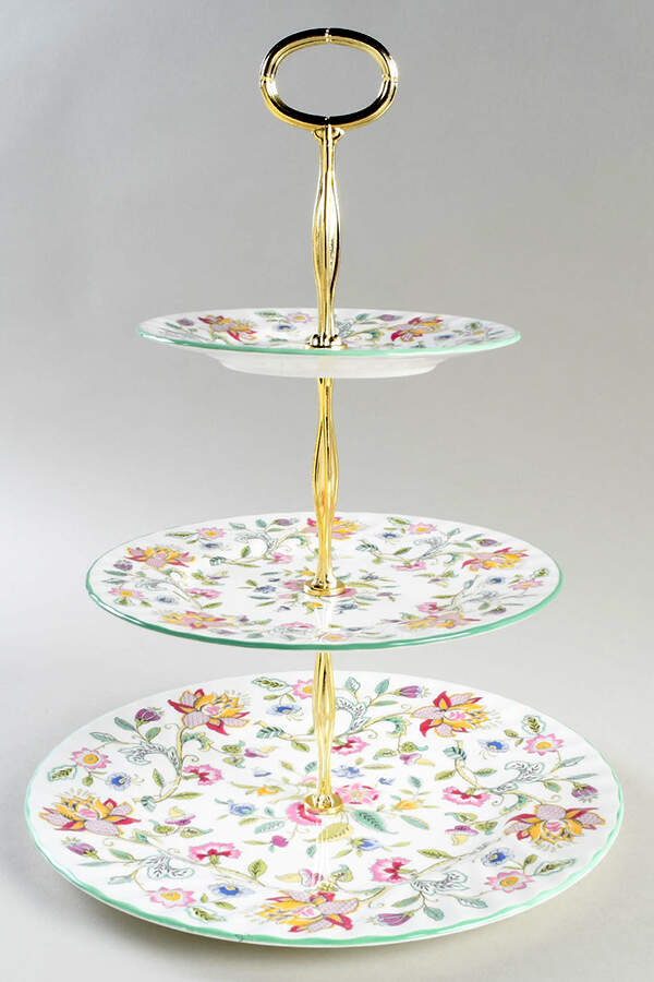 Haddon Hall 13 7/8"-14 1/4" 3-Tiered Serving Tray(DP,SP,BB) HC by Minton-1