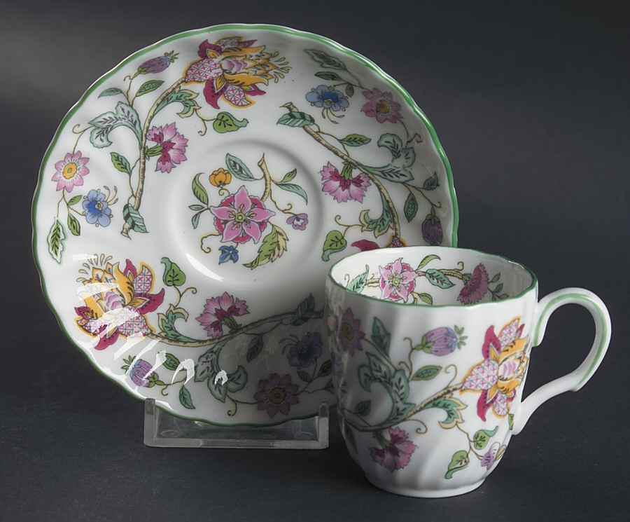 Haddon Hall Flat Demitasse Cup & Saucer Set by Minton-1