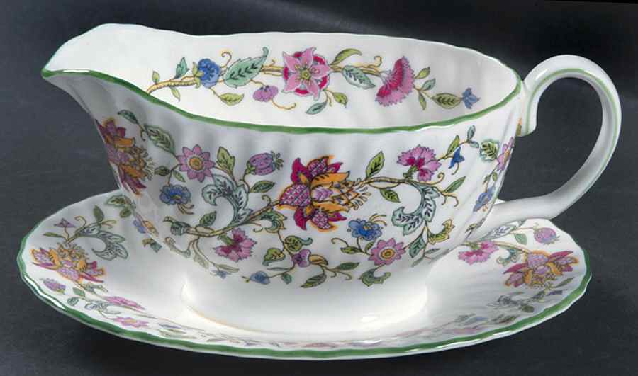 Haddon Hall Gravy Boat with Attached Underplate by Minton-1