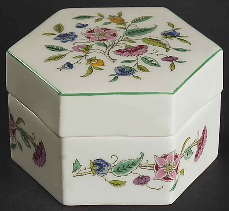 Haddon Hall Hexagonal Box with Lid by Minton-1