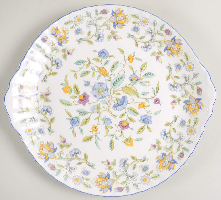 Haddon Hall Blue (Blue Trim) Large Handled Cake Plate by Minton-1