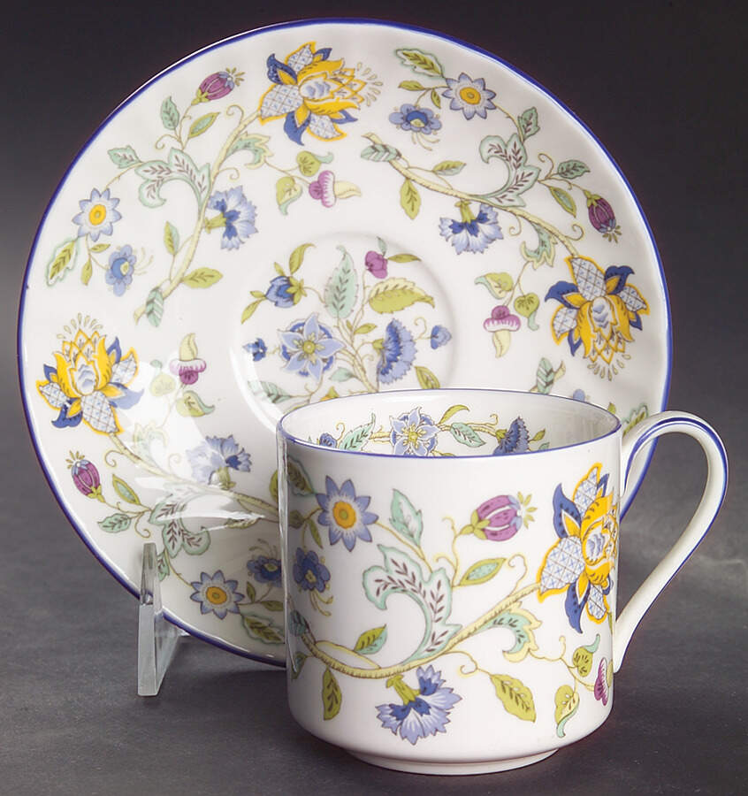 Haddon Hall Blue (Blue Trim) Flat Cup & Saucer Set by Minton-1