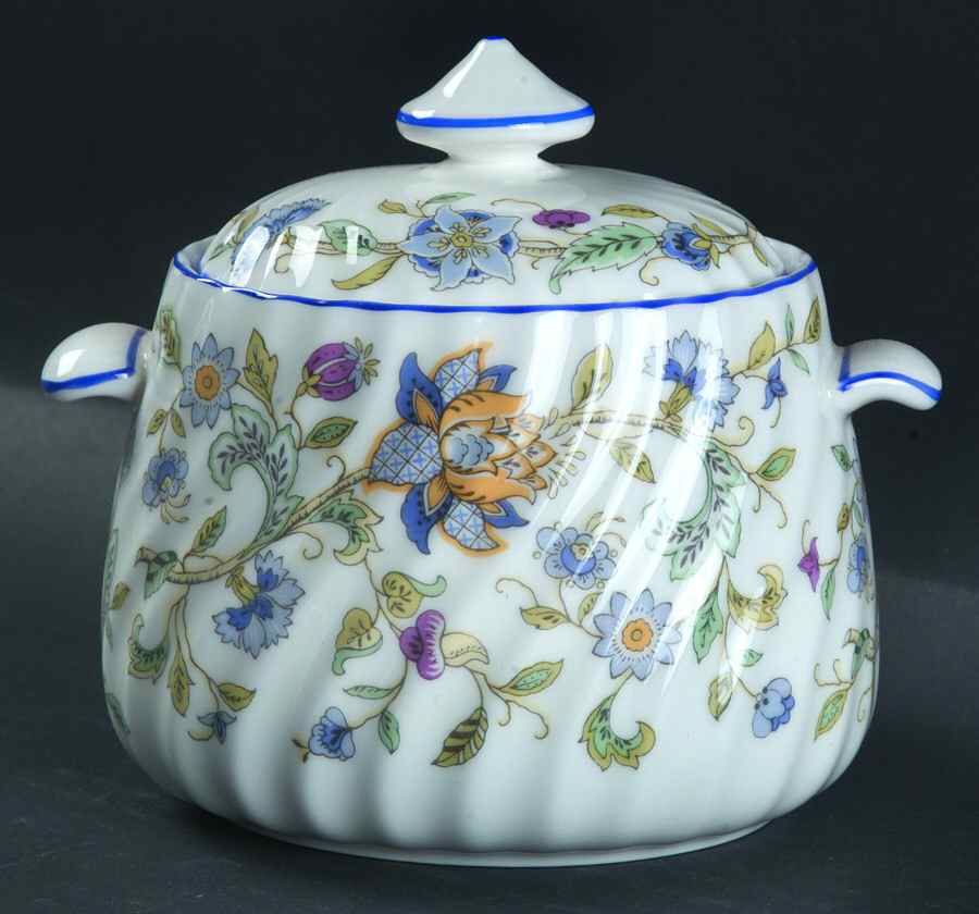Haddon Hall Blue (Blue Trim) Sugar Bowl & Lid by Minton-1