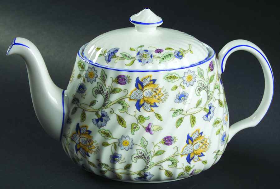 Haddon Hall Blue (Blue Trim) Teapot & Lid by Minton-1