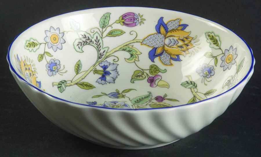 Haddon Hall Blue (Blue Trim) Fruit/Dessert (Sauce) Bowl by Minton-1