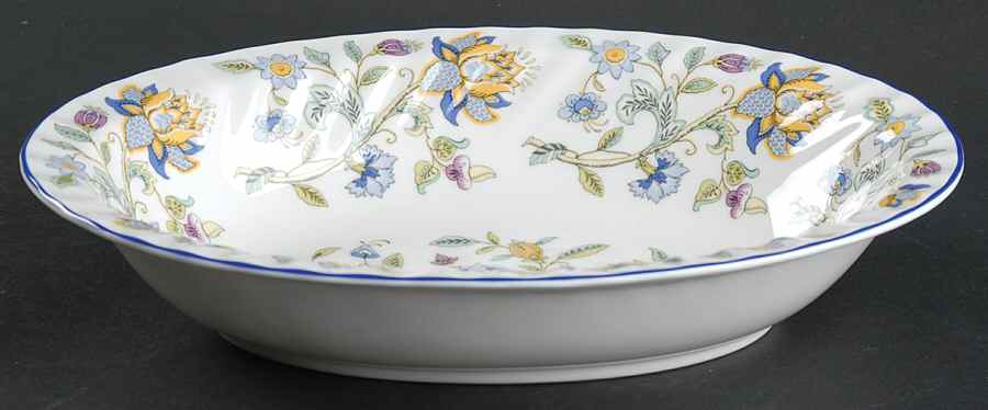 Haddon Hall Blue (Blue Trim) 10" Oval Vegetable Bowl by Minton-1