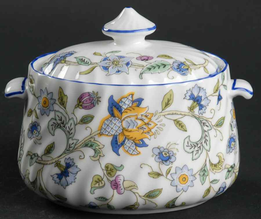 Haddon Hall Blue (Blue Trim) Mini Sugar Bowl & Lid by Minton-1