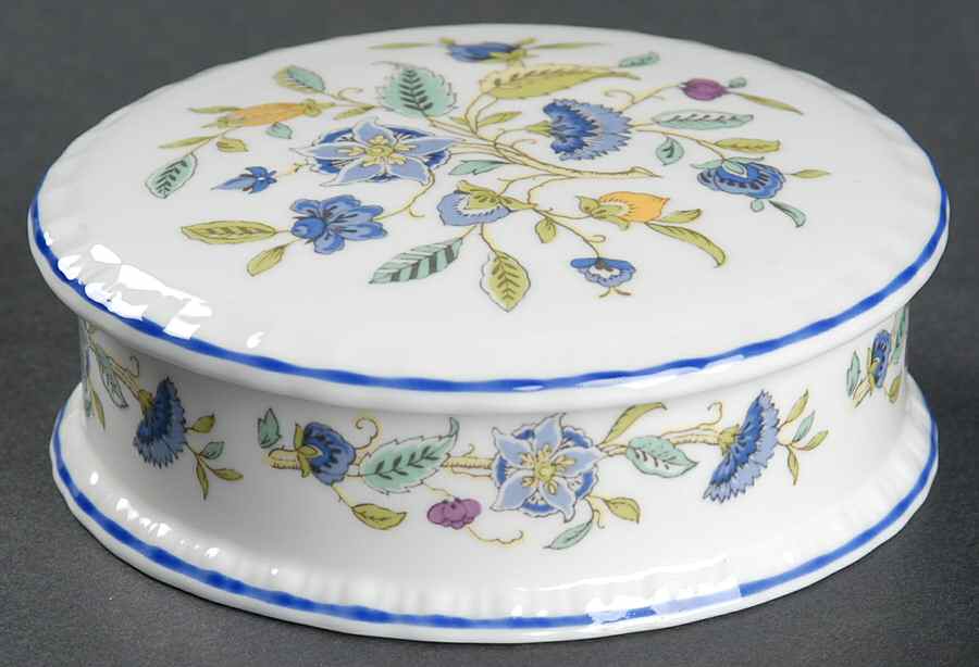 Haddon Hall Blue (Blue Trim) Trinket Box & Lid by Minton-1