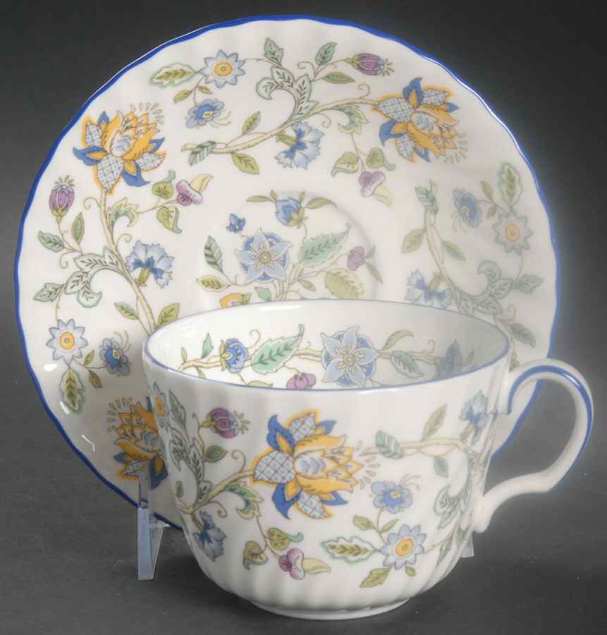 Haddon Hall Blue (Blue Trim) Breakfast Cup & Saucer Set by Minton-1