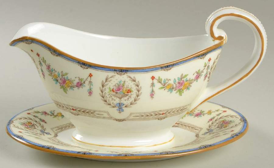 Hampshire Multicolor Gravy Boat with Attached Underplate by Minton-1