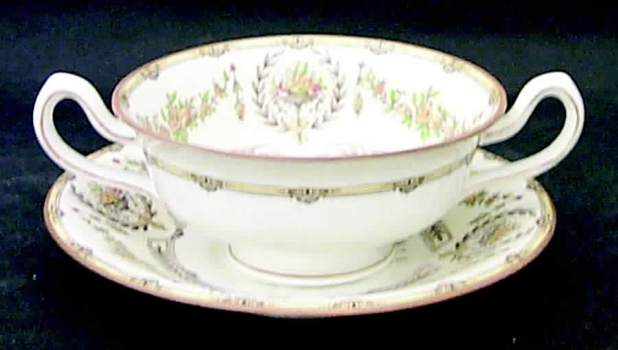 Hampshire Yellow Footed Cream Soup Bowl & Saucer Set by Minton-1